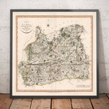 Ancienne carte du Surrey en 1801 par John Cary - Guildford, Haslemere, Streatham, Reigate, Dorking