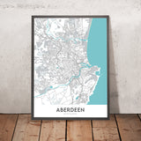 Moderne Stadtkarte von Aberdeen, Schottland: Stadtzentrum, Alt-Aberdeen, Union St, Fluss Dee, Marischal College 