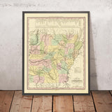 Alte Karte von Arkansas von H. S. Tanner, 1836: Little Rock, Fort Smith, Pine Bluff, Batesville, Washington, Straßen, Eisenbahn, Kanäle 