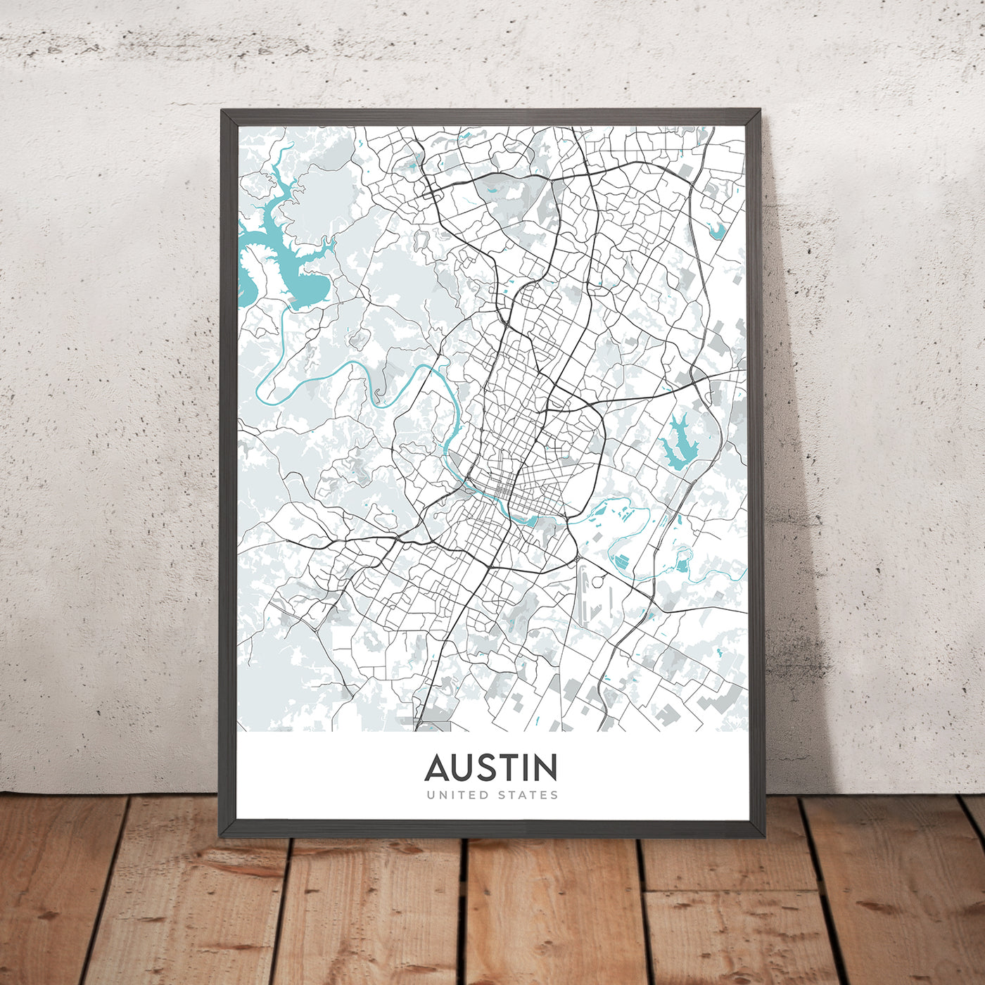 Modern City Map of Austin, TX: Downtown, University of Texas, Zilker Park, I-35, US-183