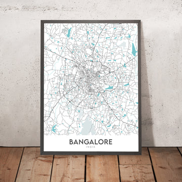 Mapa de la Ciudad Moderna de Bangalore: Bangalaru, M.G. Road, Lalbagh, Cubbon Park, Whitefield 