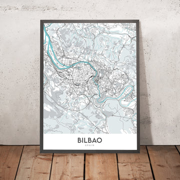 Mappa moderna della città di Bilbao, Spagna: Guggenheim, Casco Viejo, Ensanche, Arriaga, Plaza Moyúa 