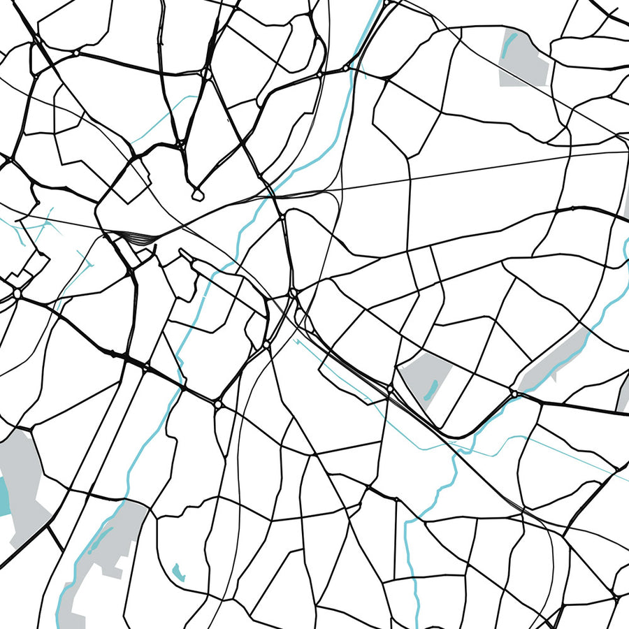 Mappa della città moderna di Birmingham, Regno Unito: Bournville, Moseley, Harborne, Sutton Coldfield, Centro città 