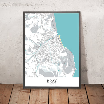 Carte moderne de la ville de Bray, Irlande : Bray Head, Bray Harbour, Réserve naturelle de Bray Head, N11, R117 