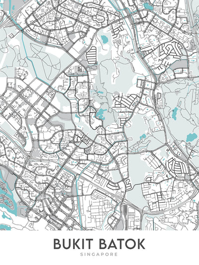 Plan de la ville moderne de Bukit Batok, Singapour : parc naturel de Bukit Batok, Little Guilin, West Mall, Old Ford Motor Factory, mémorial de Bukit Batok