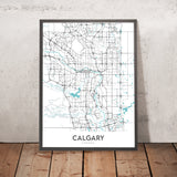 Modern City Map of Calgary, AB: Downtown, Calgary Tower, Prince's Island Park, Crowchild Trail, Glenmore Trail
