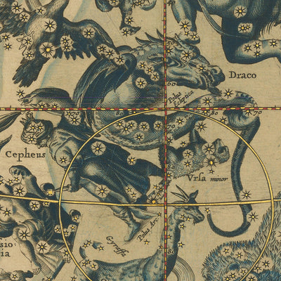 Celestial Chart of Northern Constellations by Andreas Cellarius, 1661