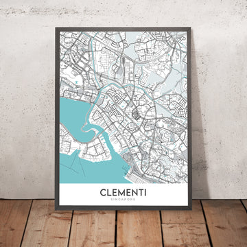 Moderne Stadtkarte von Clementi, Singapur: MRT, NUS, West Coast Park, Clementi Mall, AYE 