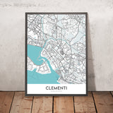 Mapa de la ciudad moderna de Clementi, Singapur: MRT, NUS, Parque West Coast, Clementi Mall, AYE 