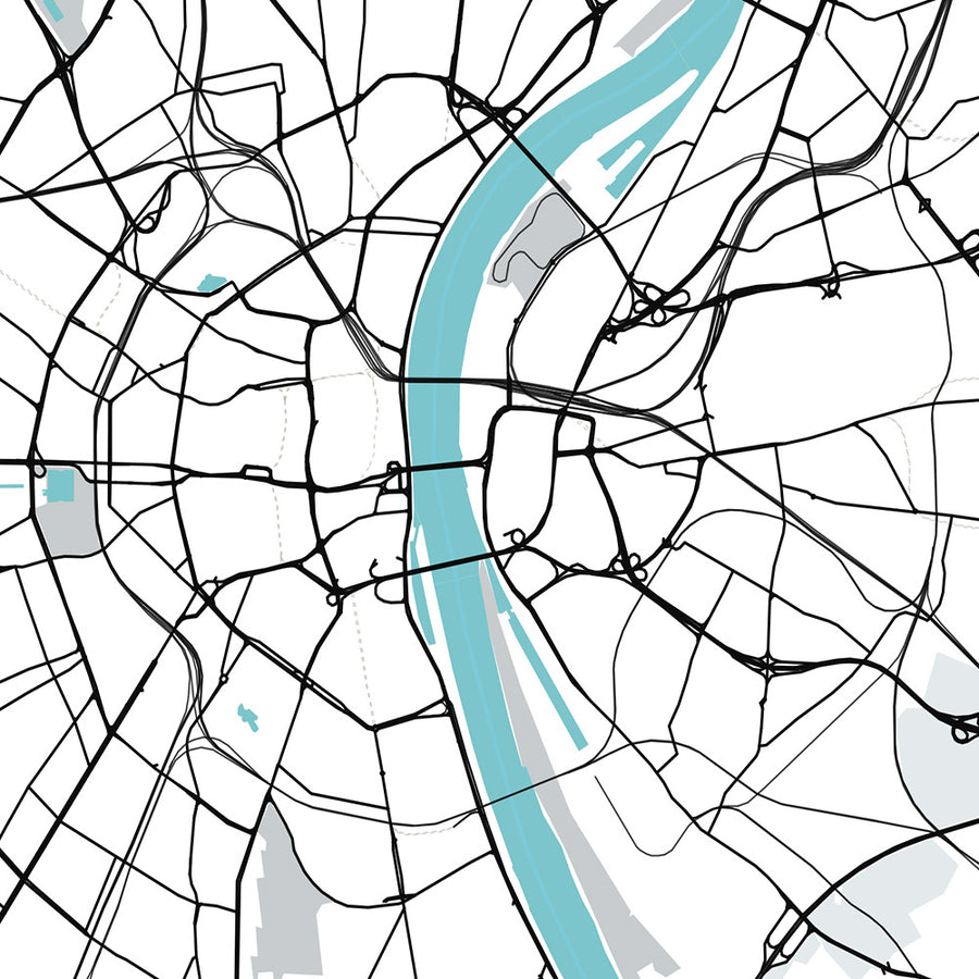 Mappa della città moderna di Colonia, Germania: Cattedrale, Triangolo, Opera, Museo, Zoo 