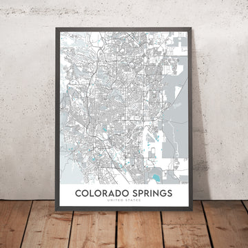 Carte moderne de la ville de Colorado Springs, CO : Jardin des Dieux, Manitou Springs, I-25, US-24 