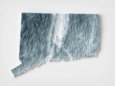 Carte topographique en relief 3D du Connecticut 