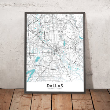 Mapa moderno de la ciudad de Dallas, TX: Uptown, Downtown, Deep Ellum, Dallas Cowboys Stadium, Dallas Arboretum
