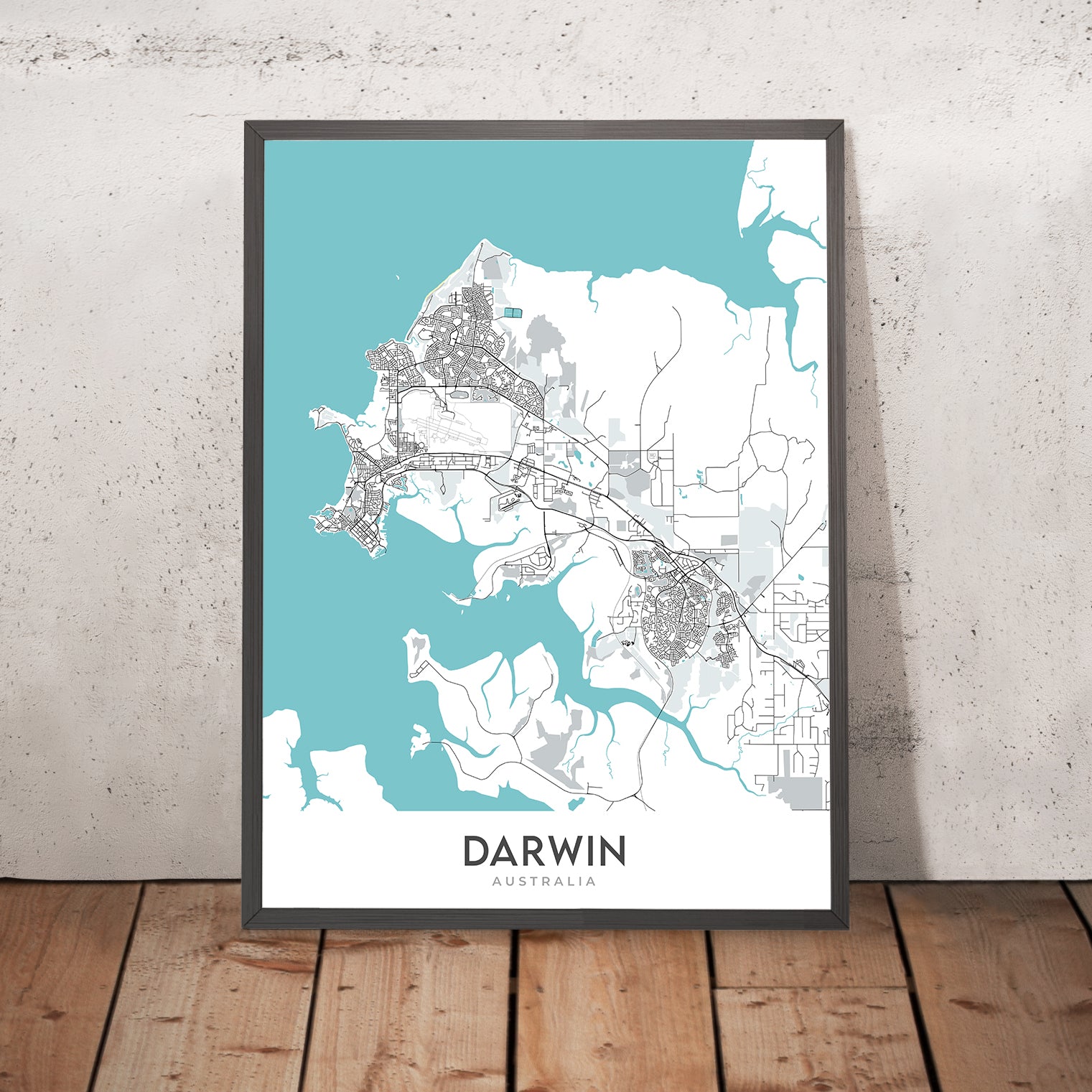 Modern City Map of Darwin, NT: Darwin City, Stuart Hwy, Mindil Beach ...