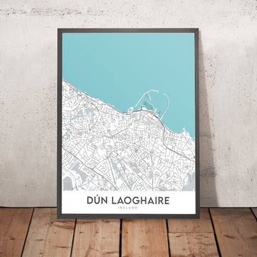 Plan de la ville moderne de Dún Laoghaire, Irlande : port de Dún Laoghaire, Sandycove, île Dalkey, Killiney Hill, N11