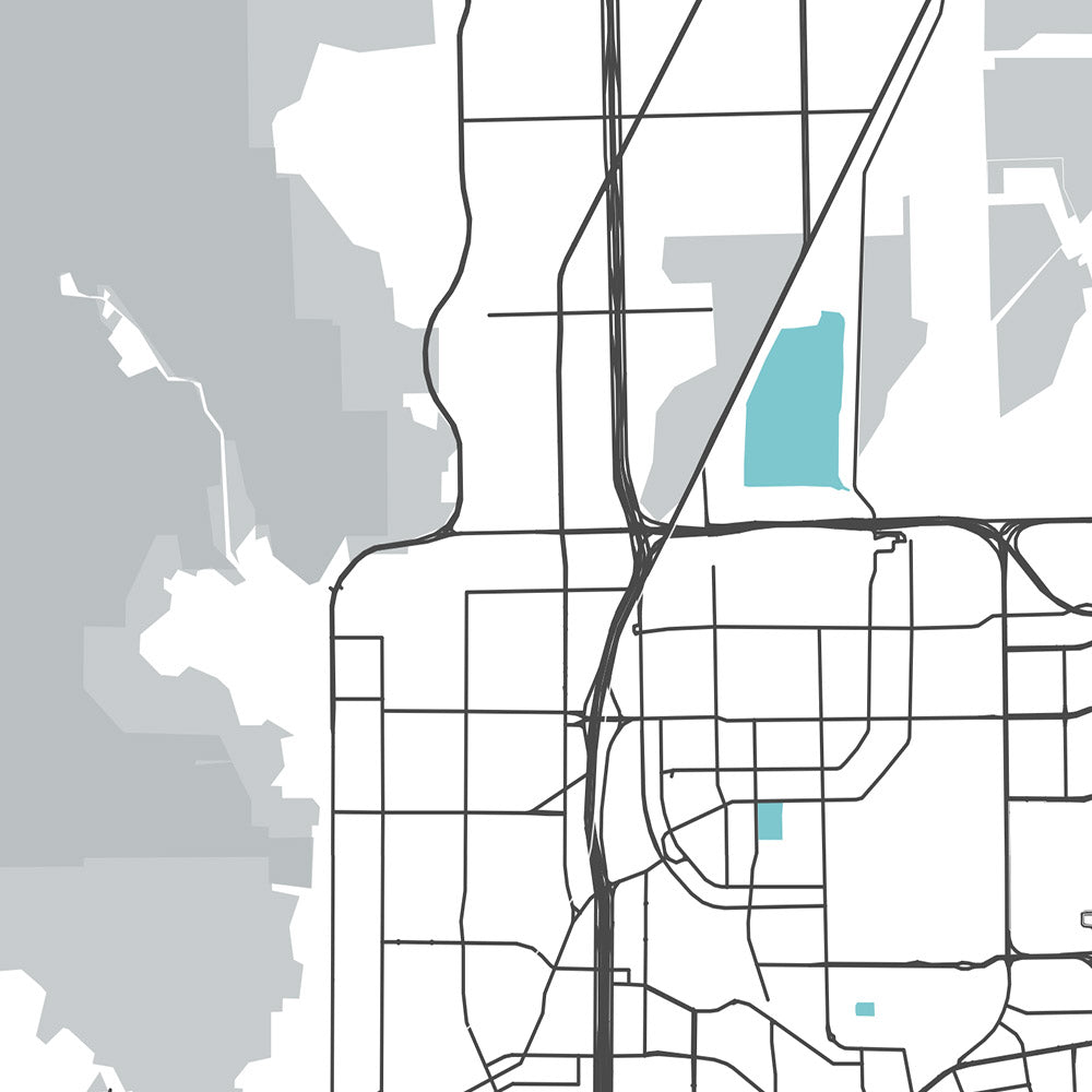 Mapa moderno de la ciudad de El Paso, TX: centro, UTEP, montañas Franklin, I-10, US-54
