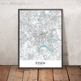 Modern City Map of Essen, Germany: Baldeneysee, Folkwang Museum, A40, Philharmonie Essen, Stadtkern