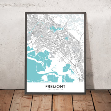 Modern City Map of Fremont, CA: Ardenwood, Mission San Jose, Niles Canyon Railway, Tesla Factory, Warm Springs