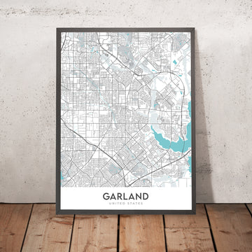 Mappa della città moderna di Garland, TX: Buckingham, Duck Creek, Firewheel, Granville Arts District, Lake Highlands 