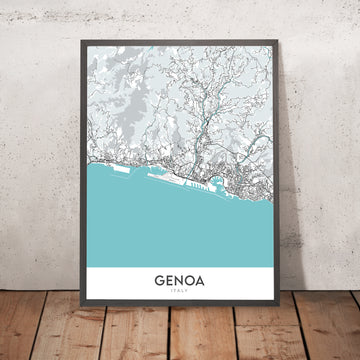 Mappa della città moderna di Genova, Italia: Castelletto, Foce, Marassi, Oregina, Pegli 