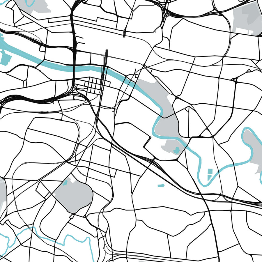 Mappa della città moderna di Glasgow, Regno Unito: Cattedrale, Università, Necropoli, Verde, Centro della Scienza 