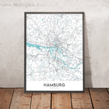 Moderne Stadtkarte von Hamburg, Deutschland: Altstadt, St. Pauli, Elbphilharmonie, Reeperbahn, Planten un Blomen 