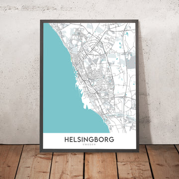 Mappa della città moderna di Helsingborg, Svezia: Centro, Ramlösa, Castello di Helsingborg, Castello di Sofiero, E4 