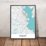 Modern City Map of Hobart, Australia: Sandy Bay, Battery Point, St. David's Cathedral, Tasmanian Museum, Hobart Cenotaph