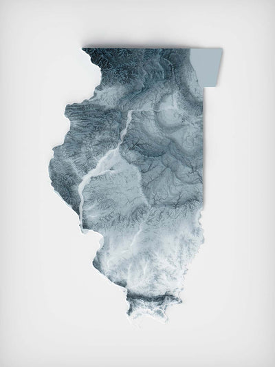 Carte topographique 3D de l'Illinois 