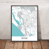 Moderne Stadtkarte von Irvine, Schottland: Stadtzentrum, Fluss Irvine, Eglinton Park, A71, Hafen von Irvine 