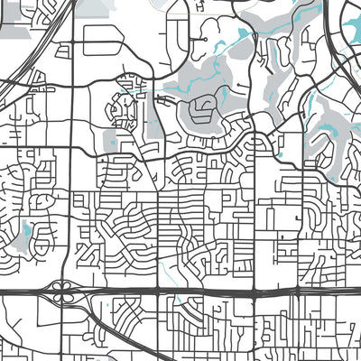 Modern City Map of Irving, TX: Las Colinas, Toyota Music Factory, Mustangs, Mandalay Canal, Irving Mall