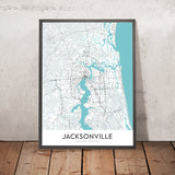 Mapa moderno de la ciudad de Jacksonville, FL: Riverside, Springfield, San Marco, I-95, I-295