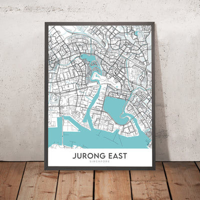 Plan de la ville moderne de Jurong East, Singapour : JCube, IMM, jardin chinois, jardins du lac Jurong, hôpital Ng Teng Fong