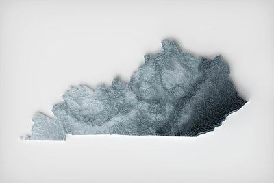 Mapa topográfico en relieve 3D de Kentucky 