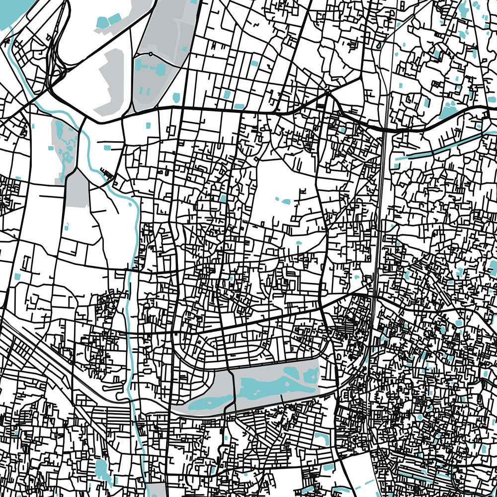 Mapa moderno de la ciudad de Calcuta, India: Victoria Memorial, Templo Kalighat, Park St, Ballygunge, Alipore