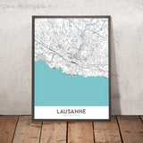 Mapa de la ciudad moderna de Lausana: Lago de Ginebra, Palais de Rumine, Catedral, Castillo de St-Maire, Parque de Mon-Repos 