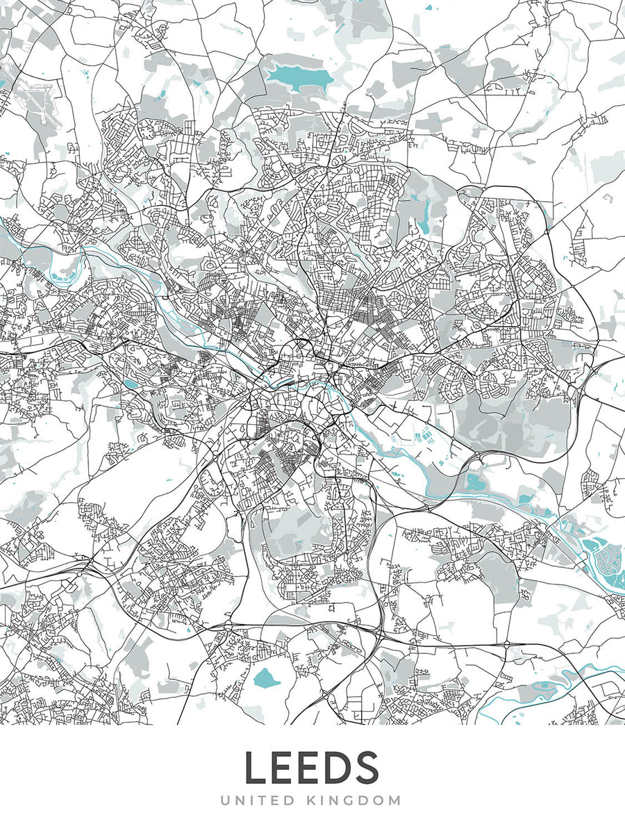Mappa della città moderna di Leeds, Regno Unito: Centro città, Galleria d&