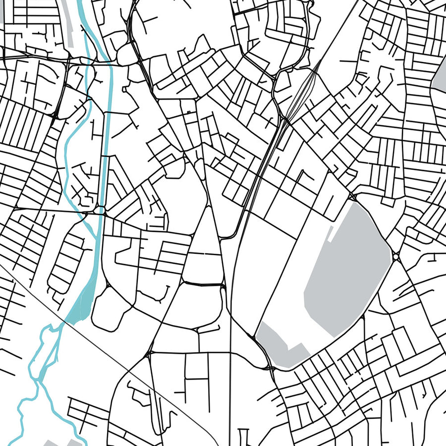 Modern City Map of Leicester, UK: City Centre, University, Cathedral, Castle, Space Centre