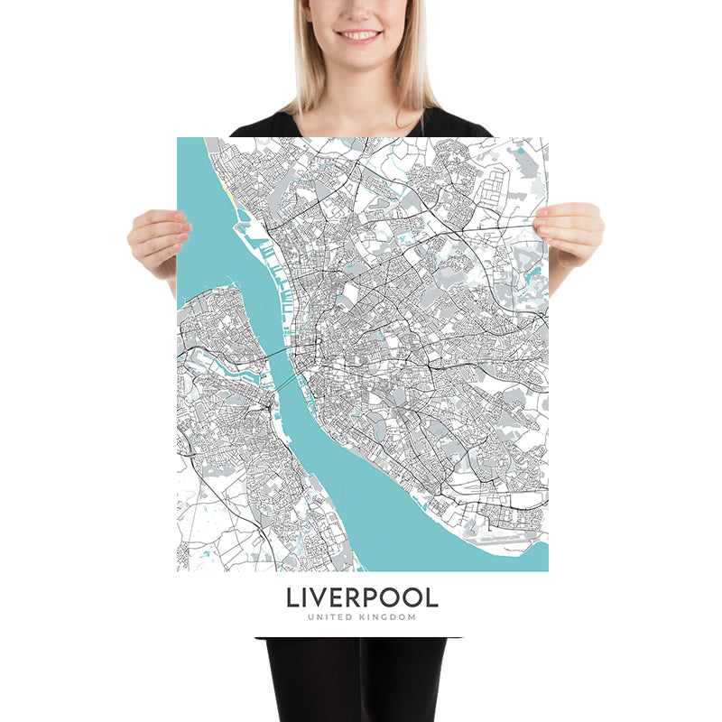 Mappa della città moderna di Liverpool, Regno Unito: Centro città, St George&