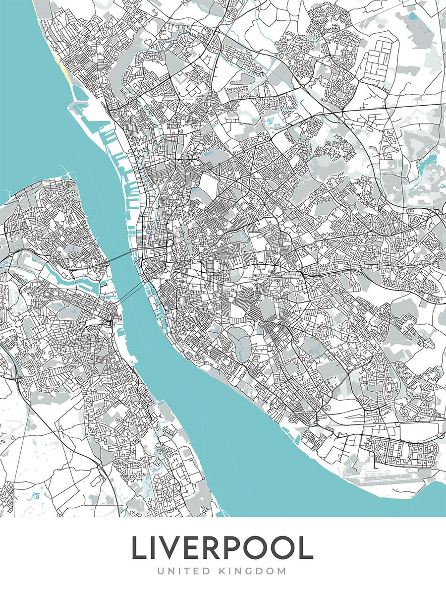 Mappa della città moderna di Liverpool, Regno Unito: Centro città, St George&