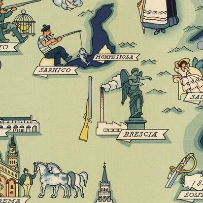 Alte Karte der Lombardei von De Agostini, 1938: Mailand, Bergamo, Brescia, Comer See, Nationalpark Stilfserjoch
