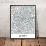 Plan de la ville moderne de Londres, Royaume-Uni : Westminster, le palais de Buckingham, la tour de Londres, la Tamise, la cathédrale Saint-Paul