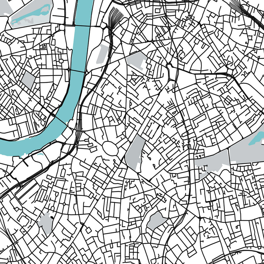 Modern City Map of London, UK: Westminster, Buckingham Palace, Tower of London, River Thames, St. Paul&