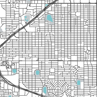 Plan de la ville moderne de Lubbock, Texas : Texas Tech University, Jones AT&T Stadium, Canyon Lakes, US-84, US-87