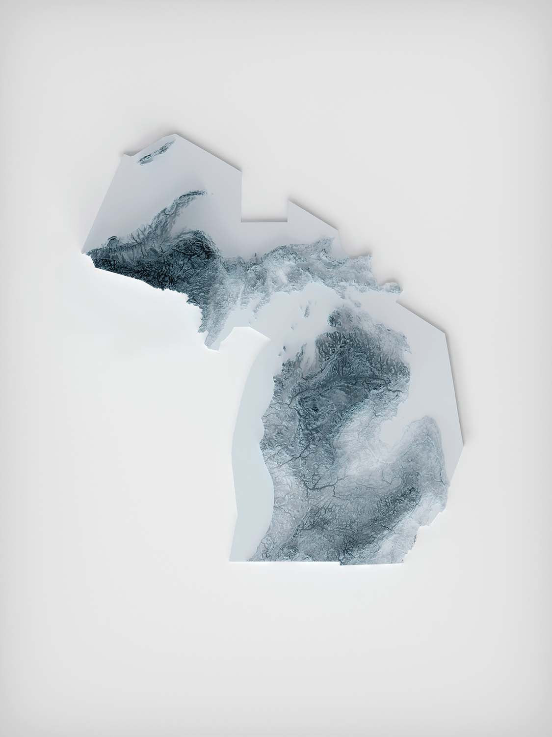 Mapa de Relieve Topográfico 3D de Michigan 
