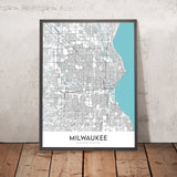 Carte de la ville moderne de Milwaukee, WI : Bay View, Fiserv Forum, Historic Third Ward, Université Marquette, Zoo du comté 