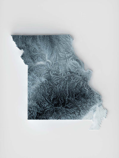 Mapa de Relieve Topográfico 3D de Missouri 