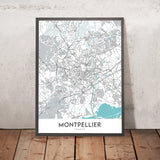 Moderne Stadtkarte von Montpellier, Frankreich: Antigone, Beaux Arts, Cathédrale Saint-Pierre, Opéra Comédie, Place de la Comédie 