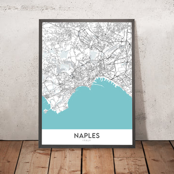 Mapa moderno de la ciudad de Nápoles, Italia: Chiaia, Castel Nuovo, Galleria Umberto I, Posillipo, Teatro San Carlo