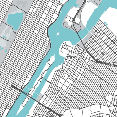 Mapa moderno de la ciudad de Nueva York, NY: Central Park, Empire State Building, Estatua de la Libertad, Times Square, Puente de Brooklyn